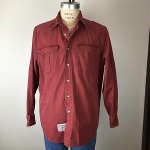 Willis & Geiger Bush Poplin LS Utility Hunting Shirt Vintage 80s Large